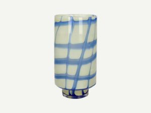 Vase aus gefärbten Glas in Weiss/Blau