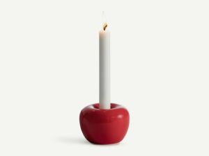 Kerzenhalter in Form eines Apfels aus Keramik in Rot